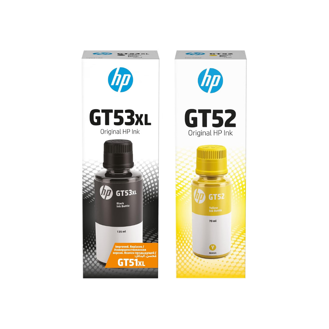 HP GT53XL 135 ml Black + GT52 70 ml Yellow Original Ink Bottle Combo