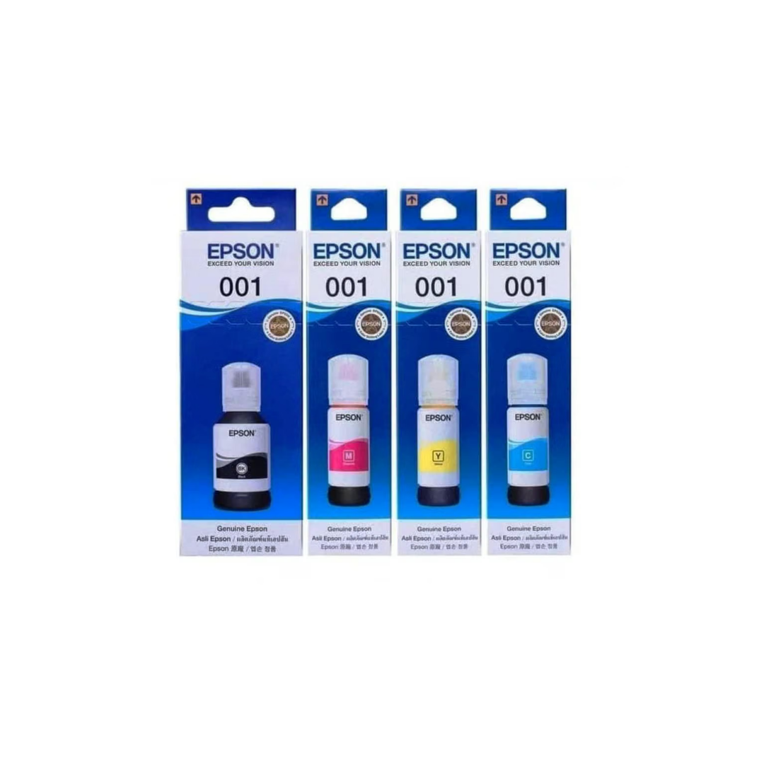 Epson 001 Original Ink Bottle Set – 4-Color Pack for L4150, L4160, L6160 & Compatible Printers